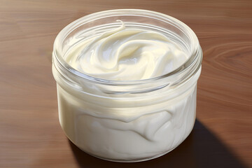 Fototapeta na wymiar Close-Up of Refreshing Cold Cream in Jar