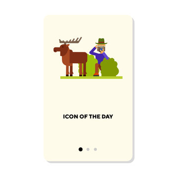 Leisure in park vector icon. Wild animals photographer isolated sign. Outdoor activity, weekend, summer concept. Vector illustration symbol elements for web design