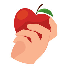 Isolated hand holding an apple fruit Vector