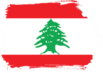 Hand-drawn brush stroke flag of LEBANON country flag vector illustration
