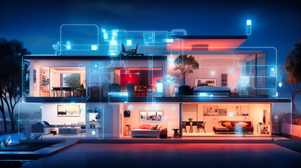 A household where every appliance is wirelessly powered by ambient energy harvesters - obrazy, fototapety, plakaty