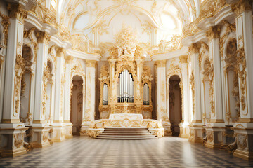 Fototapeta premium White decorated baroque hall