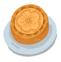 painting cute cartoon symbol Mid-Autumn Festival, moon cake