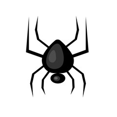 Black spider design vector with volumetric shadows on a white background. As decoration for Halloween posters and invitations
