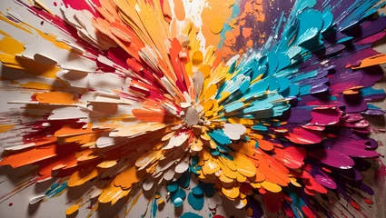 Foto op Plexiglas Abstract Multicolored Liquid Paint Splash on Backdrop © ipolstock