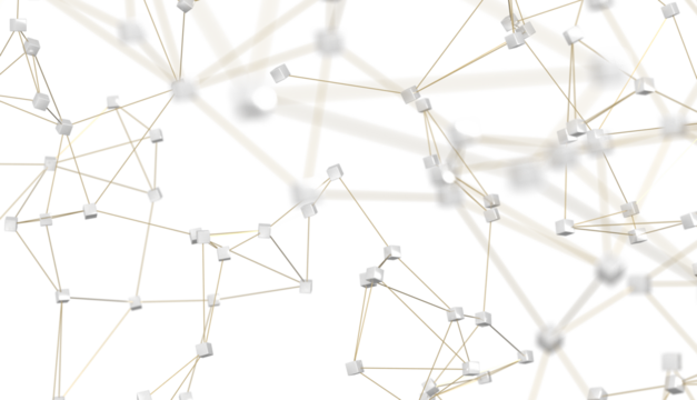 Multi color connected lines and dots network 3d illustration