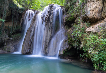 Fototapeta na wymiar Blederija waterfall near the village of Reka in eastern Serbia