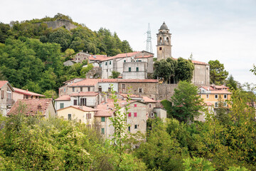 a view of Ponzanello medieval village, Municipality of Fosdinovo, province of Massa-Carrara, Tuscany, Italy - obrazy, fototapety, plakaty