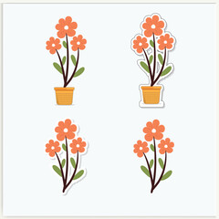 Cute Flower Cartoon Illustration Sticker Vector HD