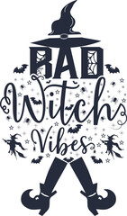 Good Witch slogan inscription. 31 October vector design. Halloween vector quote. Illustration for prints on t-shirts and bags, posters, cards. Isolated on white background.