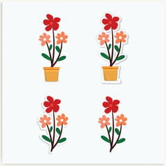 Cute Flower Cartoon Illustration Sticker Vector HD