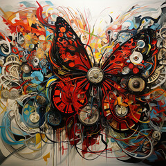 abstract background with a butterfly, this design was generated with artificial intelligence