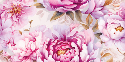Seamless boho floral pattern with pink peony flowers. Retro collage pattern. Contemporary print for wedding stationary, greetings, wallpapers, fashion, backgrounds, textures, DIY, wrappers, cards © Eli Berr