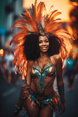 Beautiful black goddess of Rio de Janeiro carnival