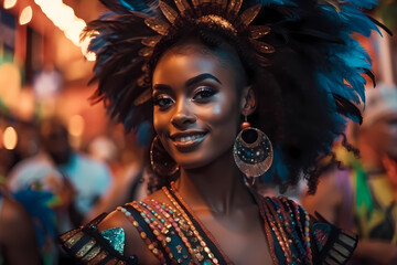 Beautiful black goddess of Rio de Janeiro carnival