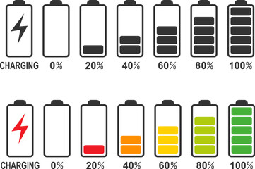 vector battery recharge symbols