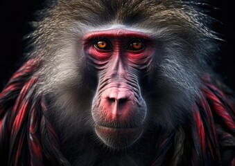 Baboons are large and powerfully built monkeys - obrazy, fototapety, plakaty