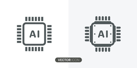 AI Processor vector icon.Artificial intelligence AI processor chip icon for websites and mobile Minimalist Mini CPU Icon Flat Style.Vector illustration