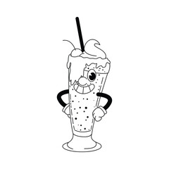 Milk Shake Fast Food Character Isolated Retro Cartoon Vector