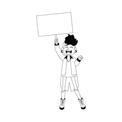 Character Marches For LGBTQ With Sign In Isolated Cartoon vector
