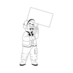Character Marches For LGBTQ With Sign In Isolated Cartoon vector