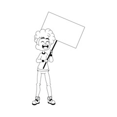 Character Marches For LGBTQ With Sign In Isolated Cartoon vector