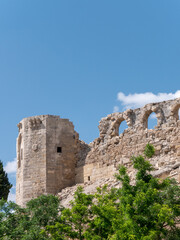 Fototapeta premium Partially destroyed section of the Gaziantep Castle in June 2023