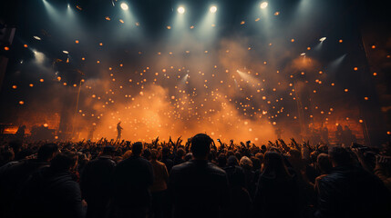 Fototapeta na wymiar crowd of people dancing at concert. Generative AI