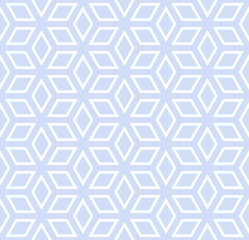Abstract Seamless Geometric Diamonds Pattern. Light Blue and White Texture.