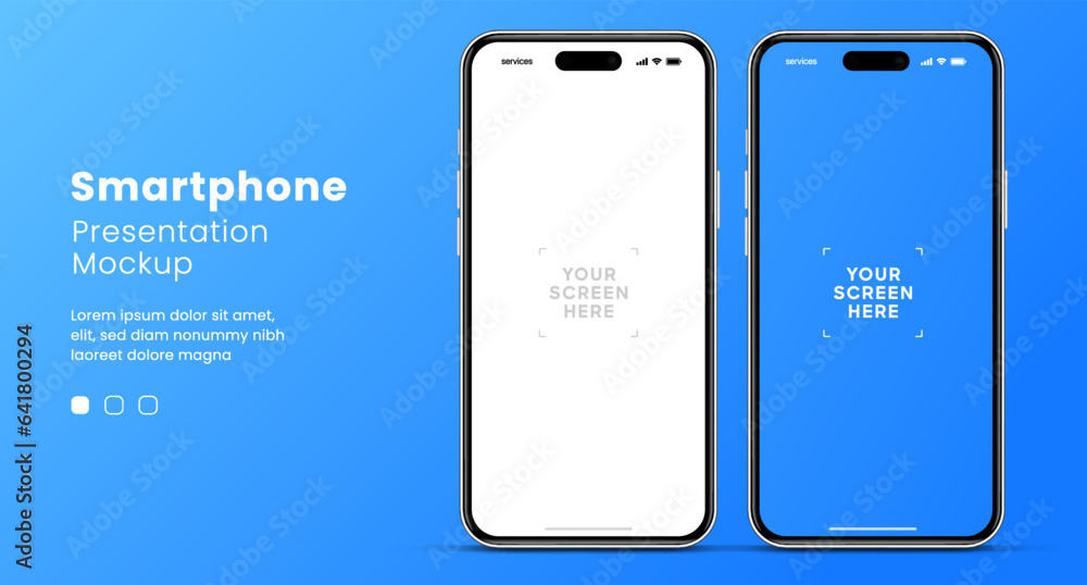 Leinwandbilder 3D realistic high quality smartphone mockup with isolated background. Smart phone mockup collection. Device front view. 3D mobile phone with shadow on white background.