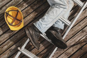 Fallen worker and ladder concept © Kevin Brine