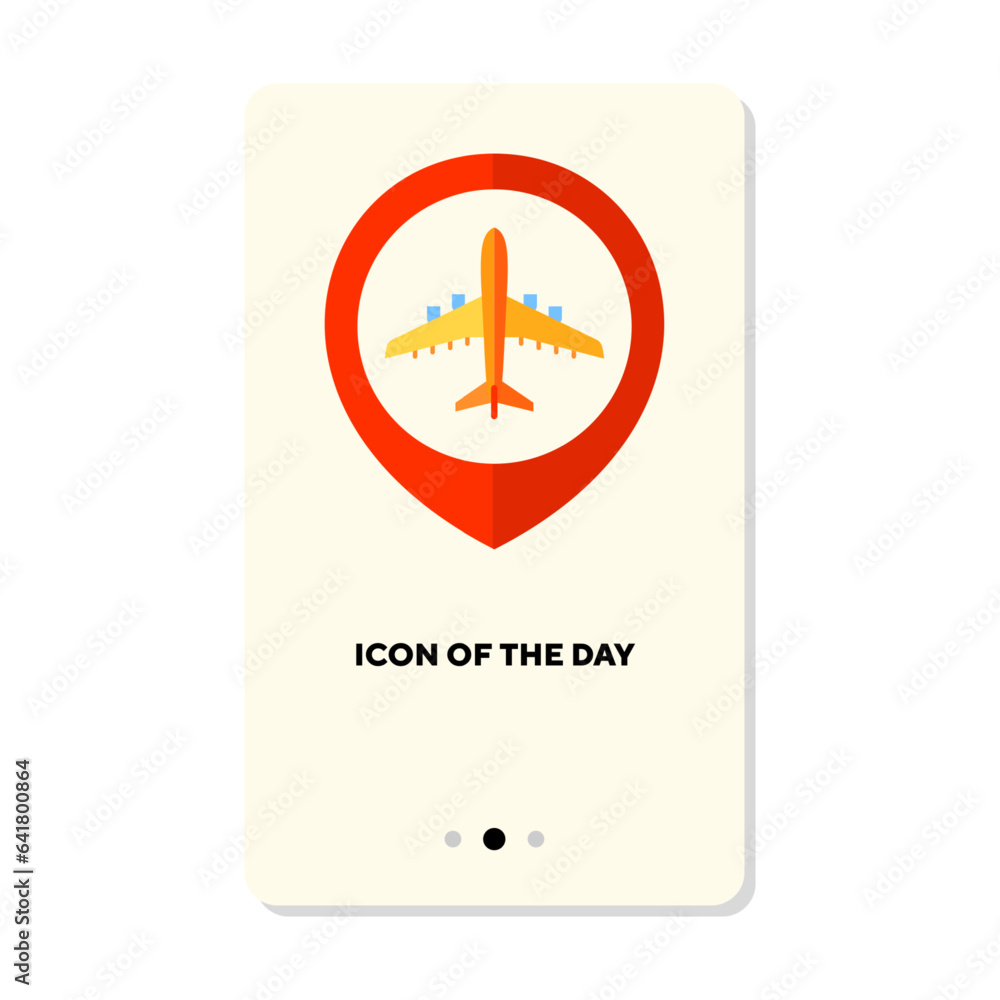 Poster location flat vector icon. map pointer airport isolated sign. navigation, gps, direction concept. ve