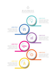 Vector infographic business presentation template with circular interconnection with 6 options.