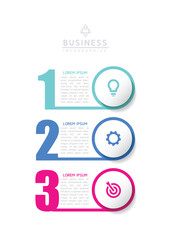 Vector infographic business presentation template with circular interconnection with 3 options.
