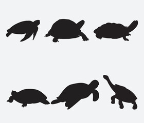 Turtle Silhouette. A set of turtle silhouettes