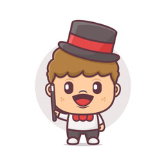 magician cartoon mascot. vector illustrations