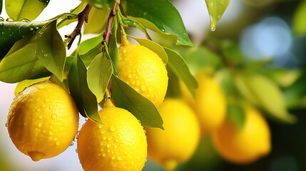 Ripe Lemons Adorning a Vibrant Lemon Tree. Generative AI