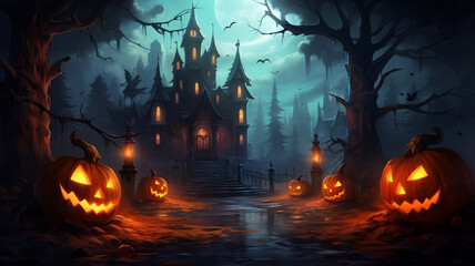 Fototapeta na wymiar Dark night Halloween background.