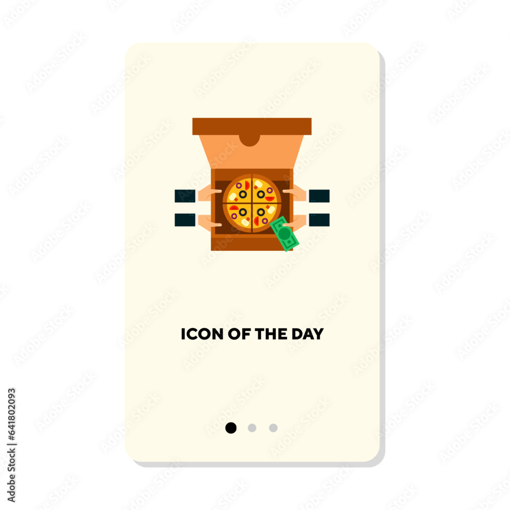 Poster making pizza flat icon. delicious pizza ingredient isolated vector sign. home delivery and cooking c