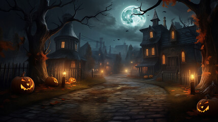 Fototapeta premium Dark night Halloween background.