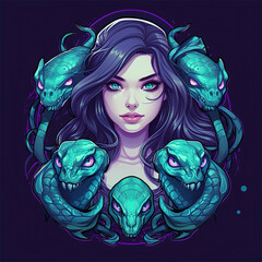 portrait of a girl, Gaming avatar, this design was generated with artificial intelligence