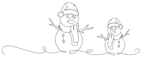 snowman line art style. Merry christmas element vector