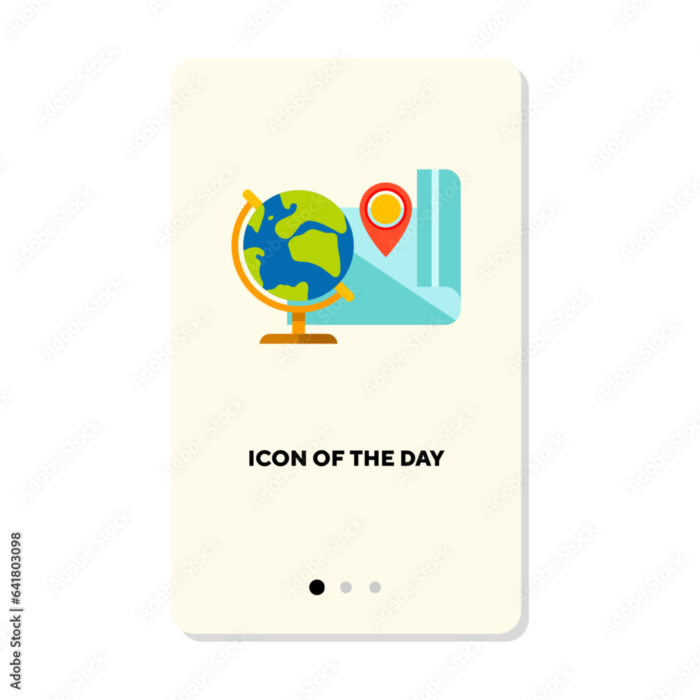 Poster location detection flat icon. map, globe isolated vector sign. place and technology concept. vector 