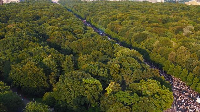 tv tower, aerial view drone flight CSD Pride Parade 2023 Berlin Crowd Gay Party