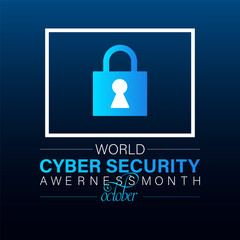 Vector illustration design concept of national cyber security awareness month observed on every october . Flat design. flyer design.flat illustration.