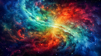 Obraz na płótnie Canvas Celestial Texture Of The Universe. Cosmic Nebula Vibrance. Interstellar Colorful Texture. Abstract Background Of The Universe Generative AI