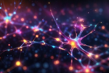 Neurons abstract background, human brain concept - obrazy, fototapety, plakaty