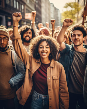 A Group Of Diverse People Protesting On The Street