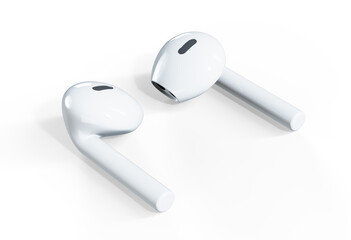 In-ear headphones on white 3d render