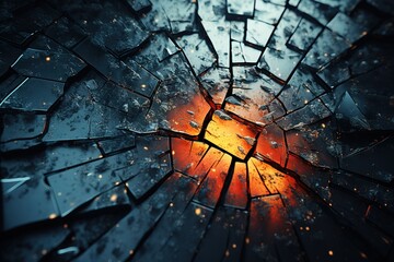 Broken by heat and fire background